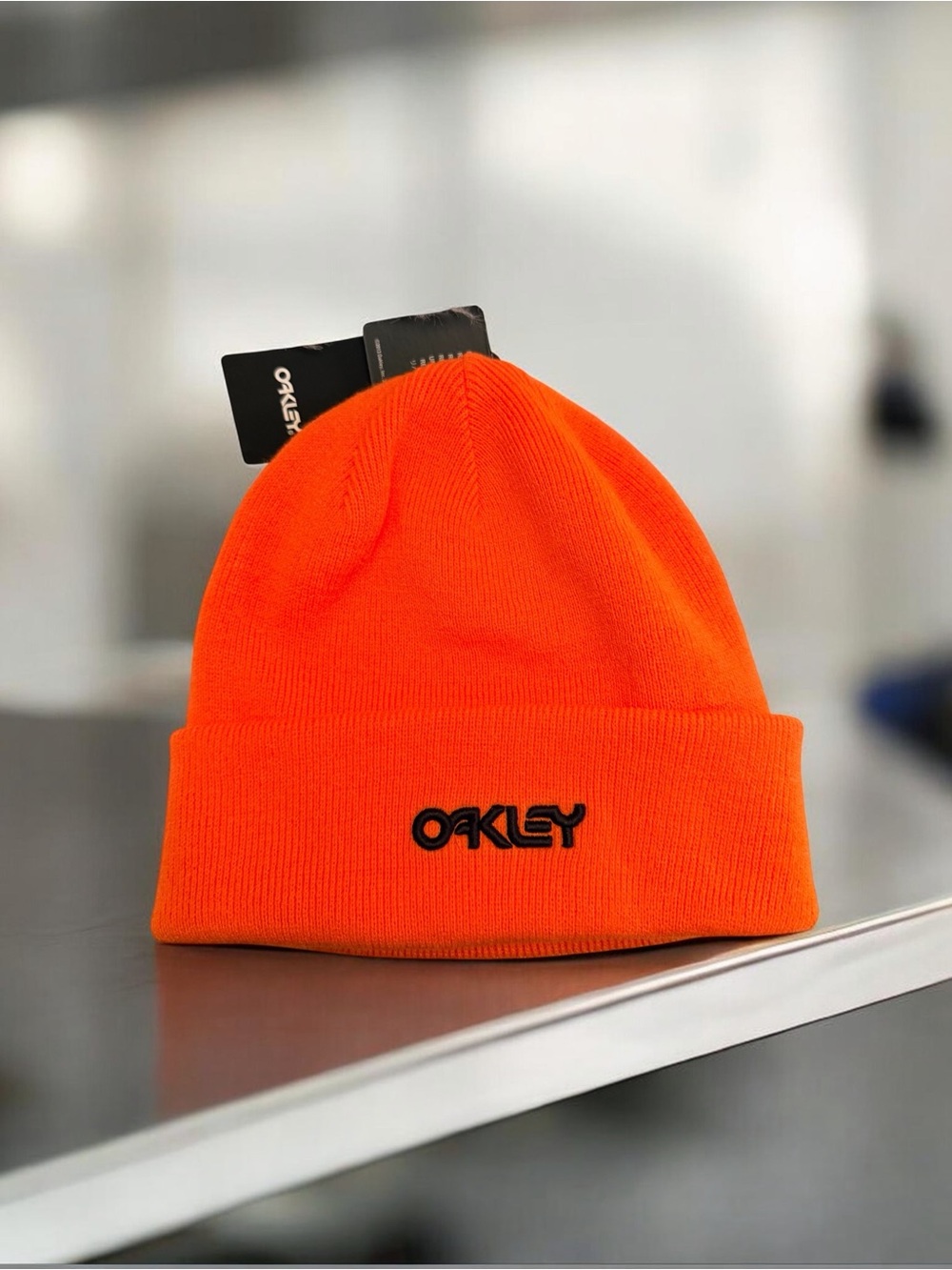 Oakley Neon Orange Knit Cuffed Logo Beanie -Unisex Design (NWT)